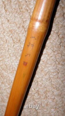 Qing Dynasty Chinese Bamboo Walking Stick / Cane Hand-Carved & Root Ball Crook