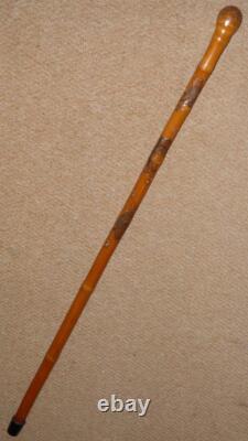 Qing Dynasty Oriental Walking Stick Stand 3 Hand Carved Bamboo Walking Sticks
