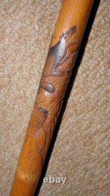 Qing Dynasty Oriental Walking Stick Stand 3 Hand Carved Bamboo Walking Sticks