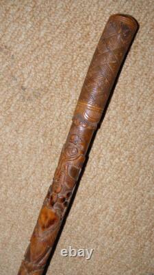 Qing Dynasty Oriental Walking Stick Stand 3 Hand Carved Bamboo Walking Sticks