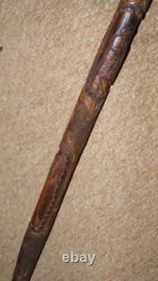 Qing Dynasty Oriental Walking Stick Stand 3 Hand Carved Bamboo Walking Sticks