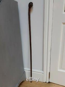 Quality Carved Antique Swagger Walking Stick Cane Cricket Ball In Hand 36 Inch