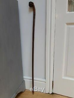 Quality Carved Antique Swagger Walking Stick Cane Cricket Ball In Hand 36 Inch