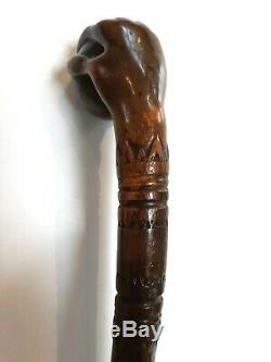 Quality Carved Antique Swagger Walking Stick Cane Cricket Ball In Hand 36 Inch