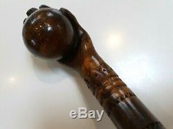 Quality Carved Antique Swagger Walking Stick Cane Cricket Ball In Hand 36 Inch