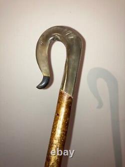 RAMS HORN crook on a hazel shank, walking and beaters stick 128 cm