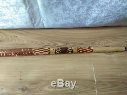 RARE Vintage carved Walking Stick wooden Cane with open Handle knife animal face