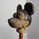 RARE Vtg 1930s Disney Original Wood Carved Mickey Mouse Walking Stick Cane 30