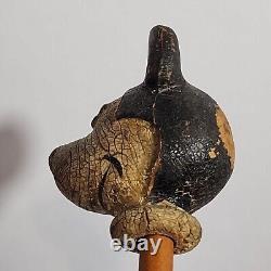 RARE Vtg 1930s Disney Original Wood Carved Mickey Mouse Walking Stick Cane 30