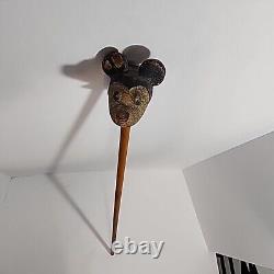 RARE Vtg 1930s Disney Original Wood Carved Mickey Mouse Walking Stick Cane 30