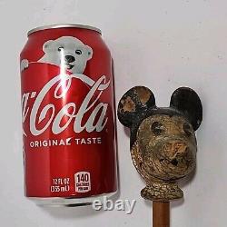 RARE Vtg 1930s Disney Original Wood Carved Mickey Mouse Walking Stick Cane 30