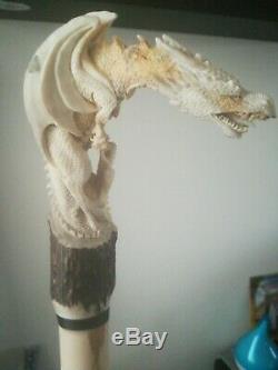 Rampant Eagle Walking Stick Hand Carved from Deer Antler A Real Work of Art