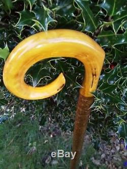 Rams Horn Carved Shepherds Crook / Walking Stick