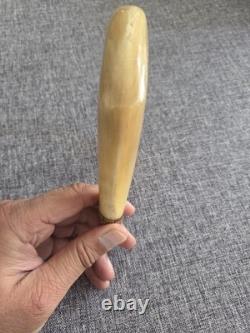 Rams Horn Crook Handle, Hand Carved Cow Head