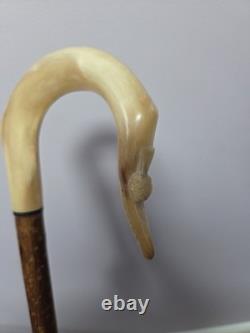 Rams Horn Shepherds Crook. Carved Ram Head, 46.5inch Rams Horn Shepherds Crook. Carved Ram Head, 46.5inch