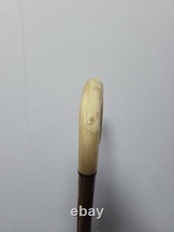 Rams Horn Shepherds Crook. Carved Ram Head, 46.5inch