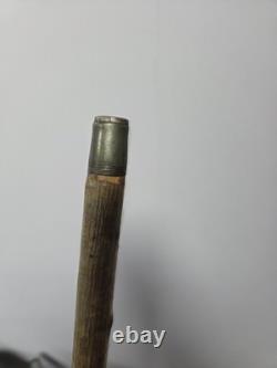 Rams Horn Shepherds Crook With Hand Carved Sheepdog. Hazel Shank. 53inch