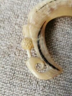 Rams Horn Walking Stick / Shepherds Crook with Scroll and Thistle Carving 49