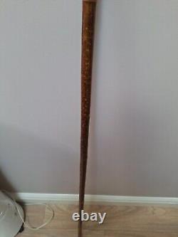 Rams horn Thumbstick With Carved Thistle And Acorn. 53 Inches Tall. Very RARE