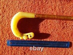 Rams horn walking stick or shepherds crook with scroll and thistle carving