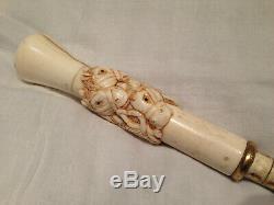 Rare Antique 19thC Japnese Carved Meiji Period Nautical Walking Cane 98cm VGC