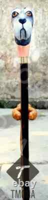 Rare Antique Cane Walking Stick Beautiful Dog Face Designer Walking Cane, Carved