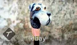 Rare Antique Cane Walking Stick Beautiful Dog Face Designer Walking Cane, Carved