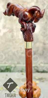 Rare Antique Cane Walking Stick Flying Horse Head Designer Walking Cane, Carved