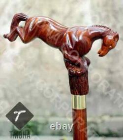 Rare Antique Cane Walking Stick Flying Horse Head Designer Walking Cane, Carved