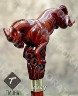 Rare Antique Cane Walking Stick Flying Horse Head Designer Walking Cane, Carved
