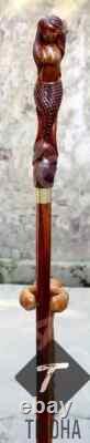 Rare Antique Cane Walking Stick Mermaid Head Designer Walking Cane, Carved Cane