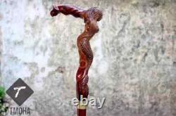 Rare Antique Cane Walking Stick Mermaid Head Designer Walking Cane, Carved Cane