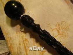 Rare Antique Carved Coromandel Walking Stick