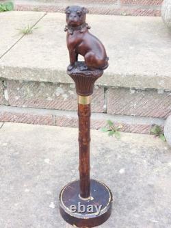 Rare Antique English Bulldog Intricately Hand Carved Walking Stick Pommel 4.5