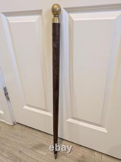 Rare Antique Gadget Walking Cane Hand Carved Hard Wood Concealed Snooker Cue