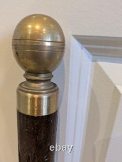Rare Antique Gadget Walking Cane Hand Carved Hard Wood Concealed Snooker Cue