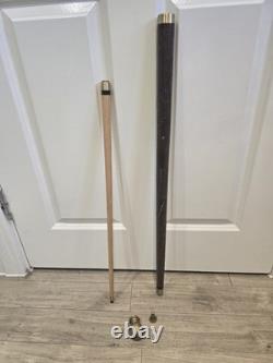 Rare Antique Gadget Walking Cane Hand Carved Hard Wood Concealed Snooker Cue