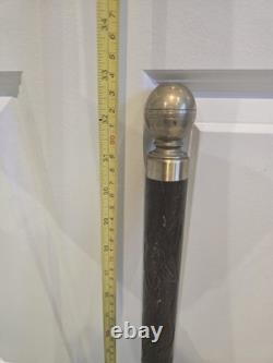Rare Antique Gadget Walking Cane Hand Carved Hard Wood Concealed Snooker Cue