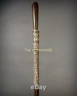 Rare Antique Massim Trobiand Island Walking Cane Carved Staff Stick