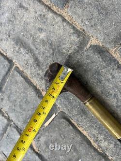 Rare Antique Walking Stick With Black Forest Carved Dog Handle Opening Mouth