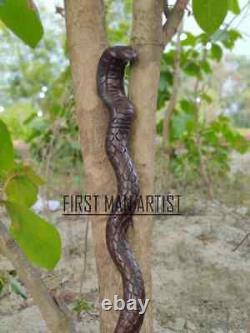 Rare Hand Carved Snake Walking Stick Wooden Walking Stick Cane Cobra Stick