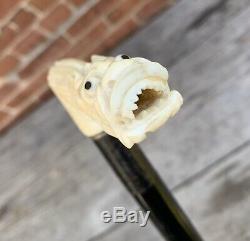 Rare Stunning Antique Chinese Oriental Dragon Head Carved Cane Walking Stick