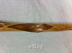 Rare & Unique 35 HARDWOOD ROOT CANE L H E Carved Antique Swagger Walking Stick