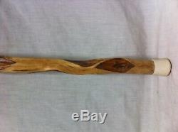 Rare & Unique 35 HARDWOOD ROOT CANE L H E Carved Antique Swagger Walking Stick