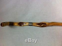 Rare & Unique 35 HARDWOOD ROOT CANE L H E Carved Antique Swagger Walking Stick