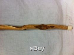 Rare & Unique 35 HARDWOOD ROOT CANE L H E Carved Antique Swagger Walking Stick