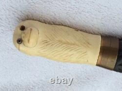 Rare Victorian Antique Walking Stick Cane Hand Carved Monkey? Animal