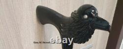 Raven Head Handle Hand Carved Walking Cane Wooden Walking Stick Handmade GF U2