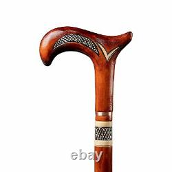 Red Carved Cane Handmade Derby Walking Stick for Gift Hiking Wooden Baston