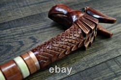 Red Dragon Cane Walking Stick Wood Wooden Canes Hand-Carved Carving Handmade Can